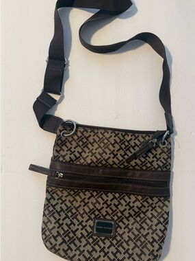 Tommy Hilfiger Brown Initial Patterned Crossbody Bag